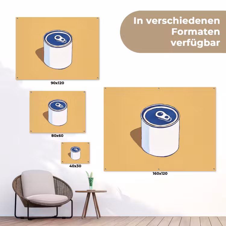 Blikje - Minimalistisch - Blauw - Illustratie tuinposter los doek klein -Xsfeer9_DE