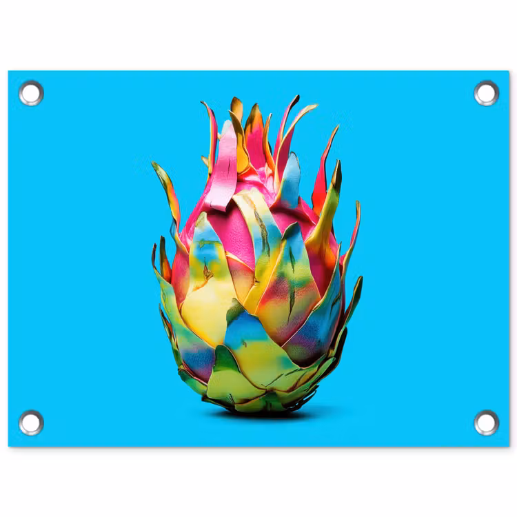 Drakenfruit - Blauw - Levendig tuinposter los doek klein -3d