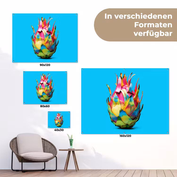 Drakenfruit - Blauw - Levendig tuinposter los doek klein -Xsfeer9_DE