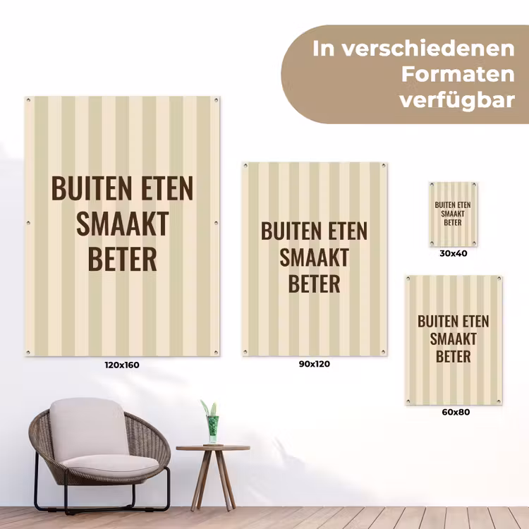 Buiten - Quote - Strepen - Zomer tuinposter los doek klein -Xsfeer9_DE