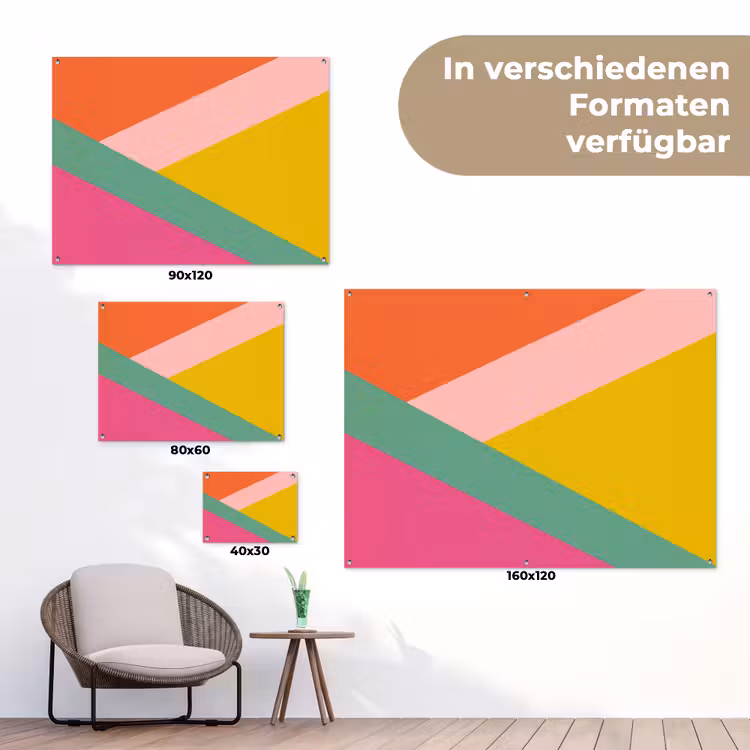 Driehoeken - Kleurrijk - Abstract tuinposter los doek klein -Xsfeer9_DE