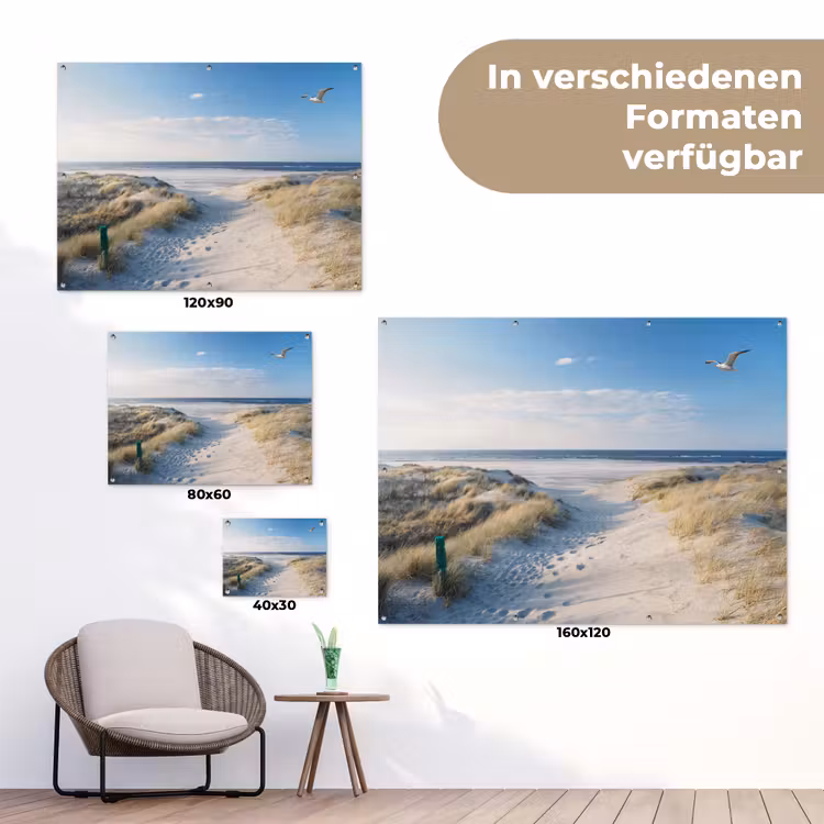 Duin - Meeuw - Strand - Zee - Zon tuinposter los doek klein -Xsfeer9_DE