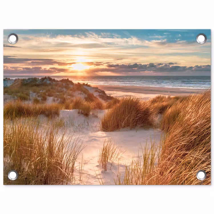 Duin - Planten - Zonsondergang - Strand - Zee tuinposter los doek klein -3d
