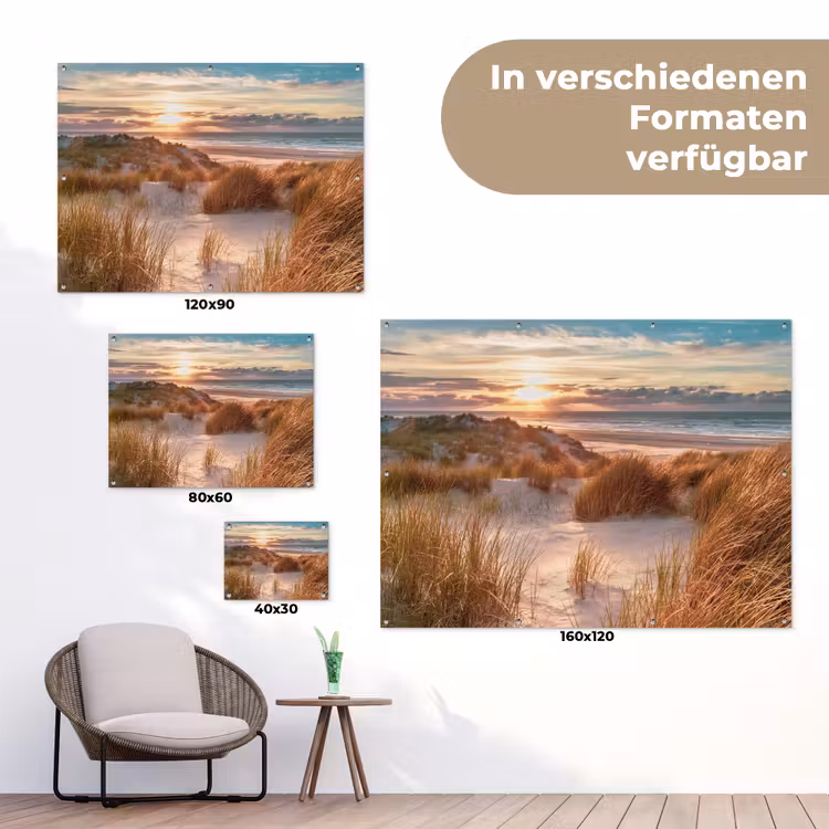 Duin - Planten - Zonsondergang - Strand - Zee tuinposter los doek klein -Xsfeer9_DE