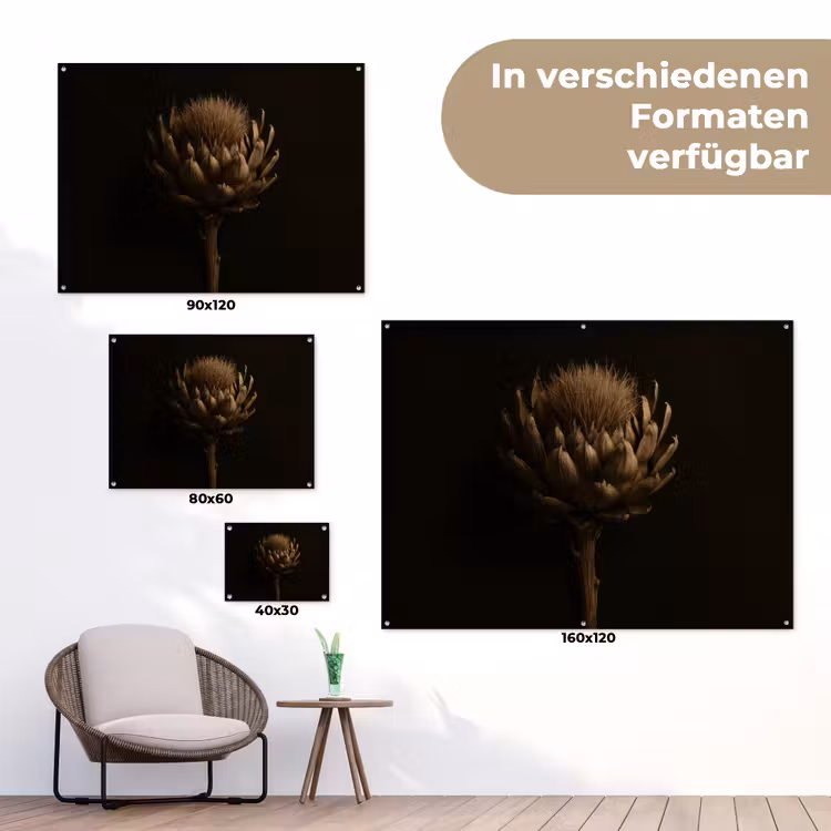 Donkerbruin - Bloem - Textuur - Artisjok tuinposter los doek klein -Xsfeer9_DE