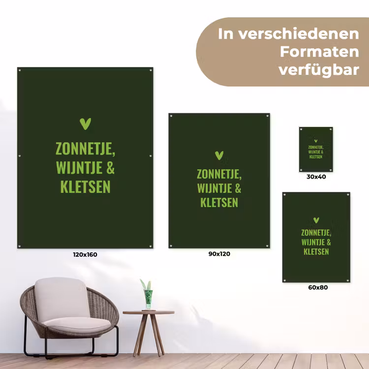 Donkergroen - Quote - Zon - Zomer tuinposter los doek klein -Xsfeer9_DE