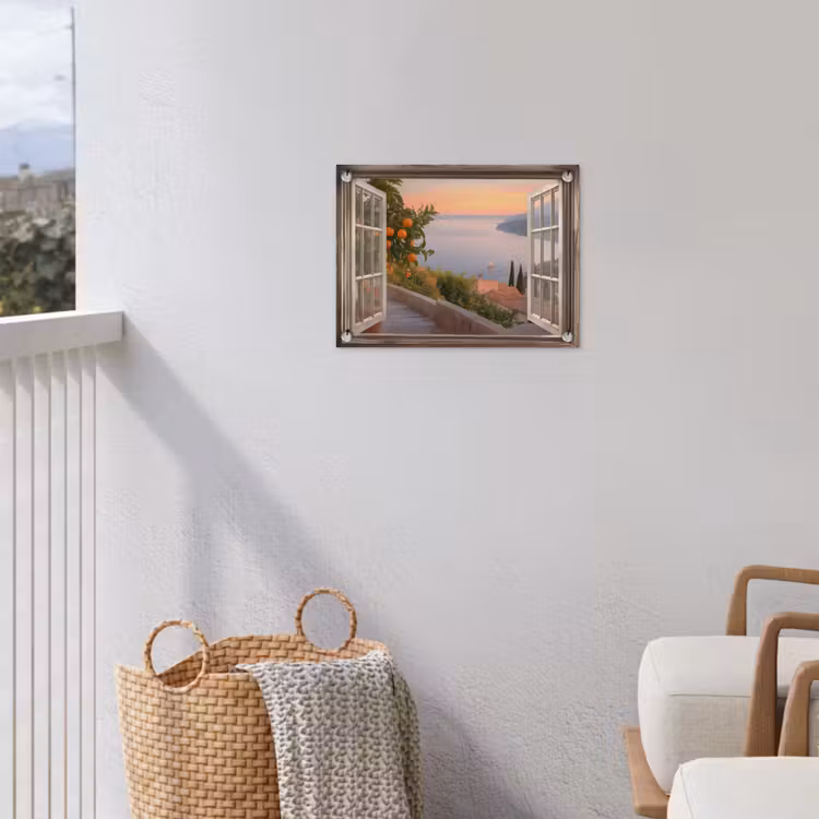 Doorkijk - Uitzicht - Meer - Landschap tuinposter los doek klein -sfeer8