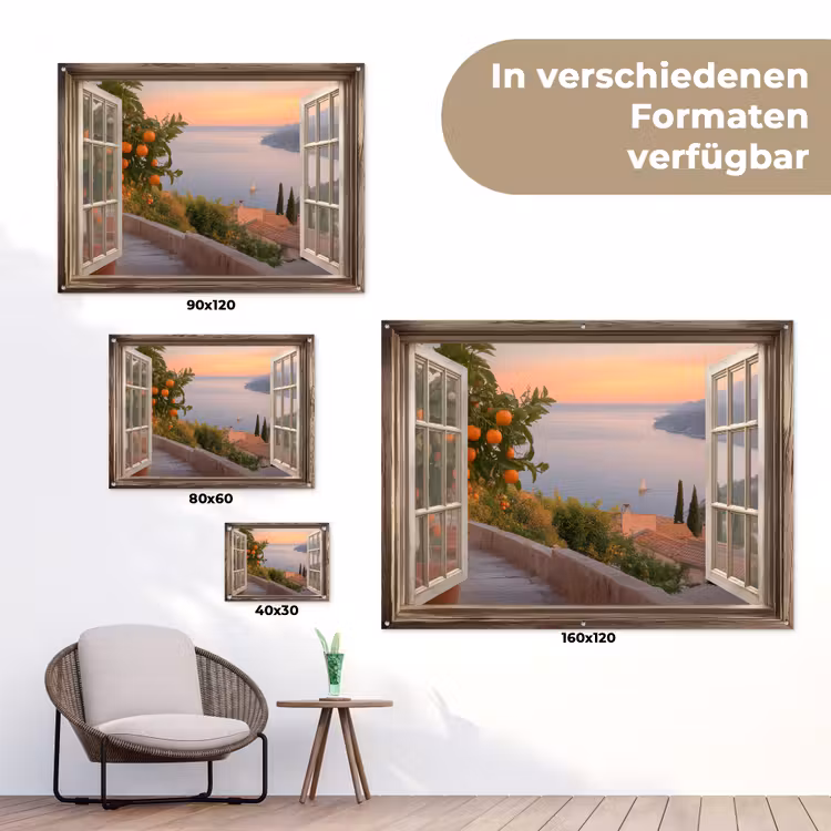 Doorkijk - Uitzicht - Meer - Landschap tuinposter los doek klein -Xsfeer9_DE