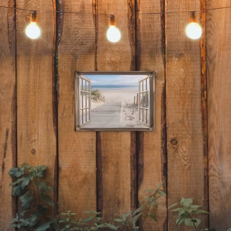Doorkijk - Strand - Duinen - Pad - Landschap tuinposter los doek klein -sfeer1