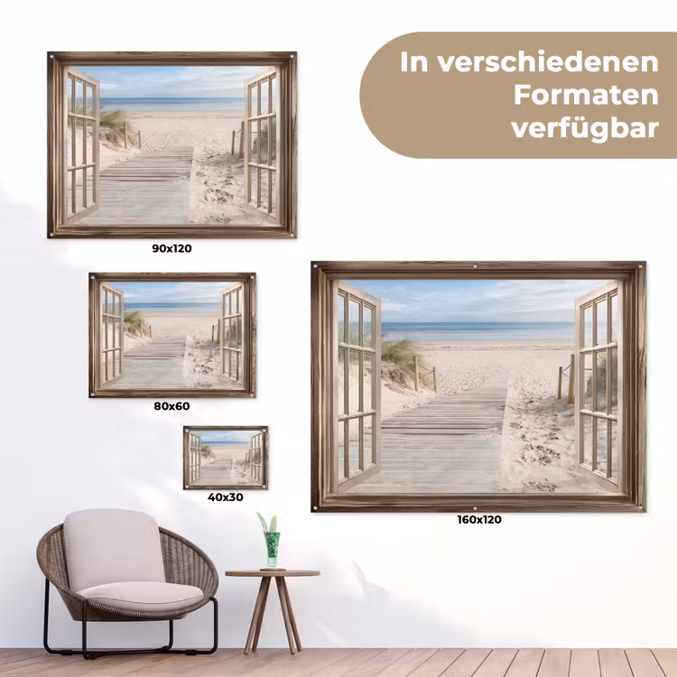 Doorkijk - Strand - Duinen - Pad - Landschap tuinposter los doek klein -Xsfeer9_DE