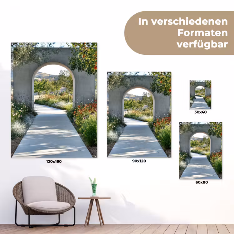 Doorkijk - Pad - Beton - Landschap tuinposter los doek klein -Xsfeer9_DE