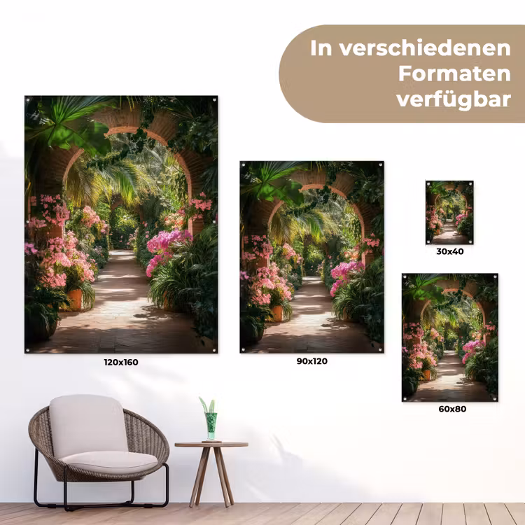 Doorkijk - Tropisch - Bloemen - Natuur tuinposter los doek klein -Xsfeer9_DE