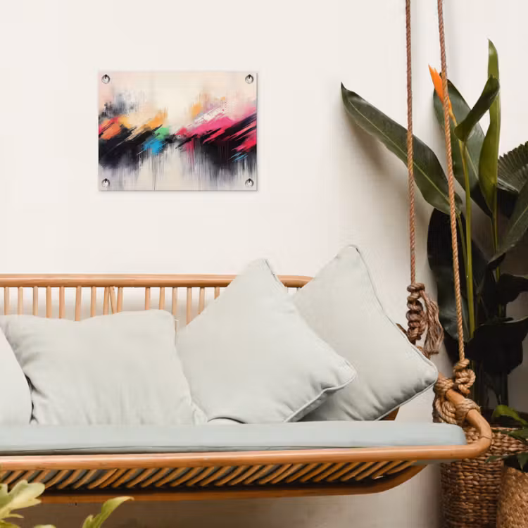 Dynamisch - Abstract - Kleurrijk - Zwart tuinposter los doek klein -sfeer7