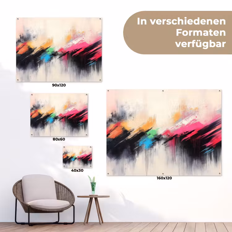 Dynamisch - Abstract - Kleurrijk - Zwart tuinposter los doek klein -Xsfeer9_DE