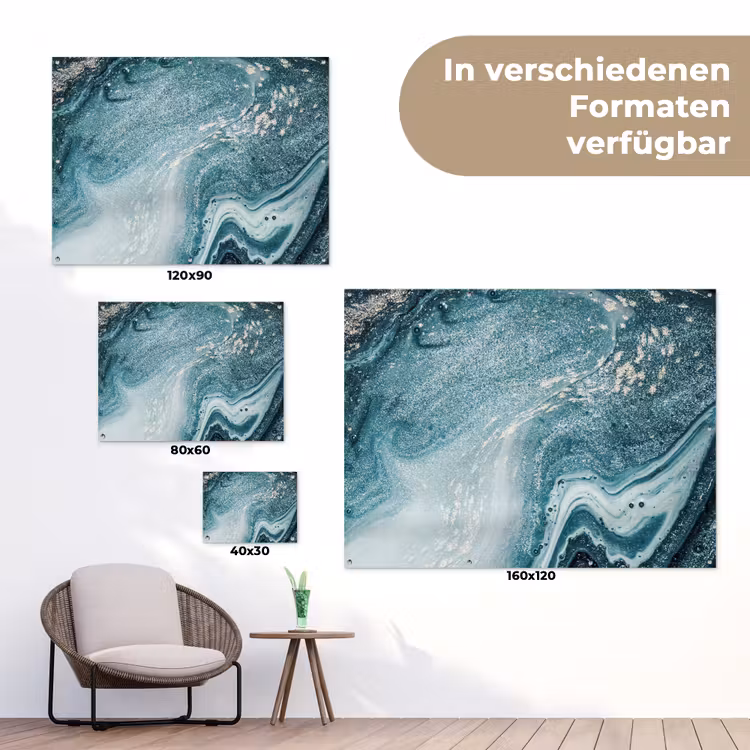 Edelstenen - Blauw - Natuur - Marmer - Abstract tuinposter los doek klein -Xsfeer9_DE