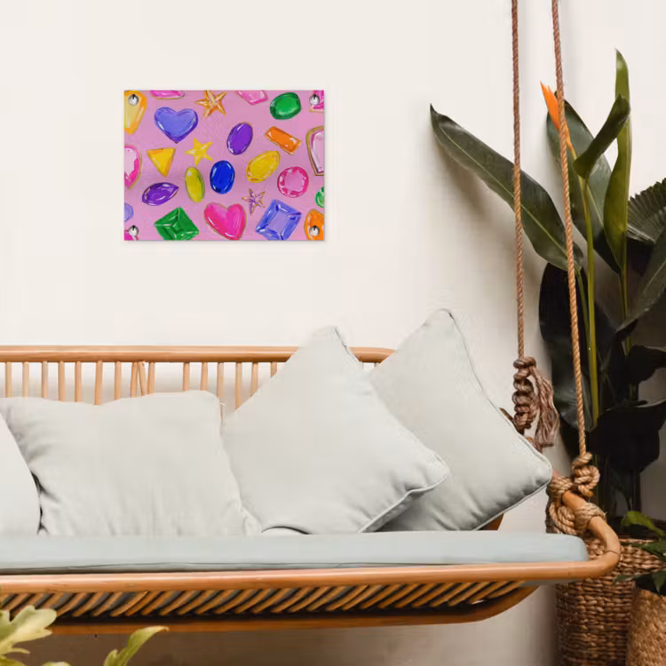 Edelstenen - Vormen - Hartje - Kleurrijk tuinposter los doek klein -sfeer7