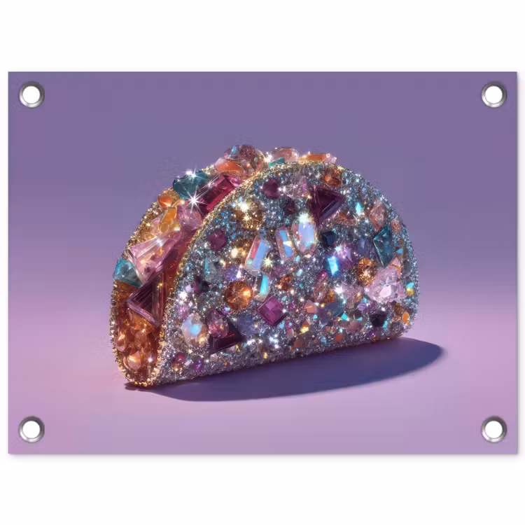 Edelstenen - Glitters - Paars - Kleurrijk tuinposter los doek klein -3d
