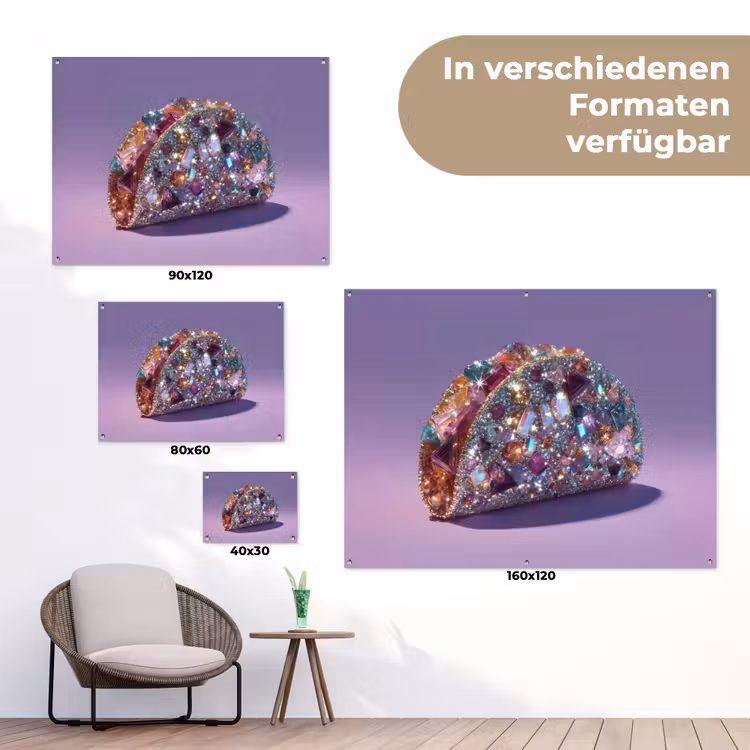 Edelstenen - Glitters - Paars - Kleurrijk tuinposter los doek klein -Xsfeer9_DE
