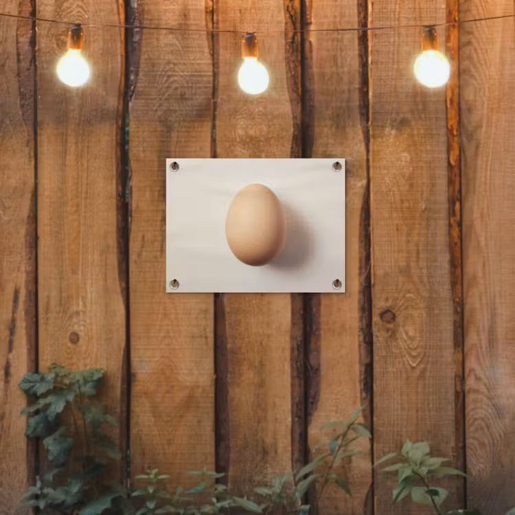 Ei - Beige - Ovaal - Egaal tuinposter los doek klein -sfeer1