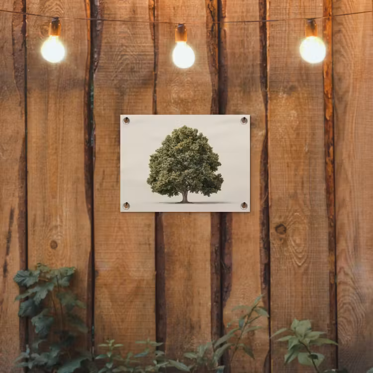 Eikenboom - Groen - Lichte achtergrond tuinposter los doek klein -sfeer1