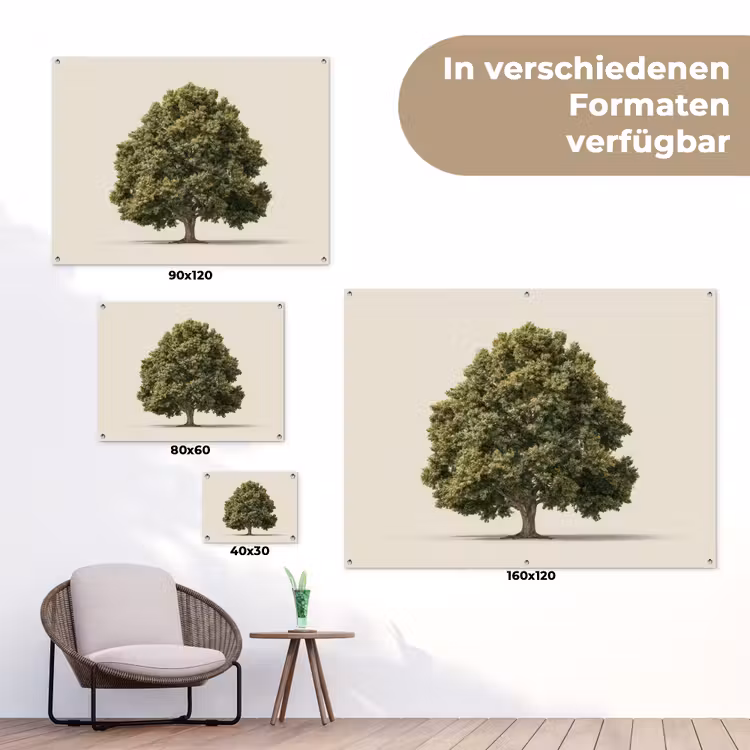 Eikenboom - Groen - Lichte achtergrond tuinposter los doek klein -Xsfeer9_DE