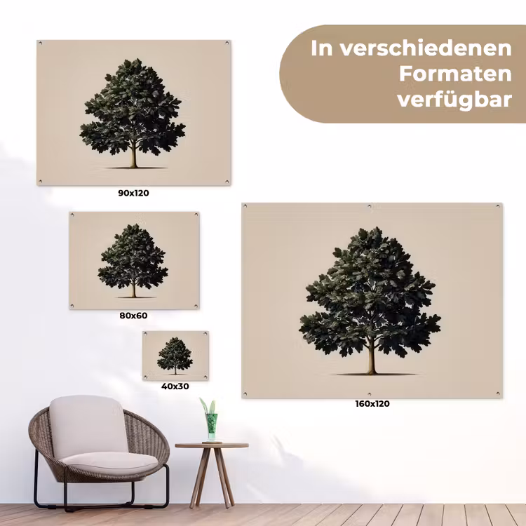 Eikenboom - Schaduw - Egaal tuinposter los doek klein -Xsfeer9_DE