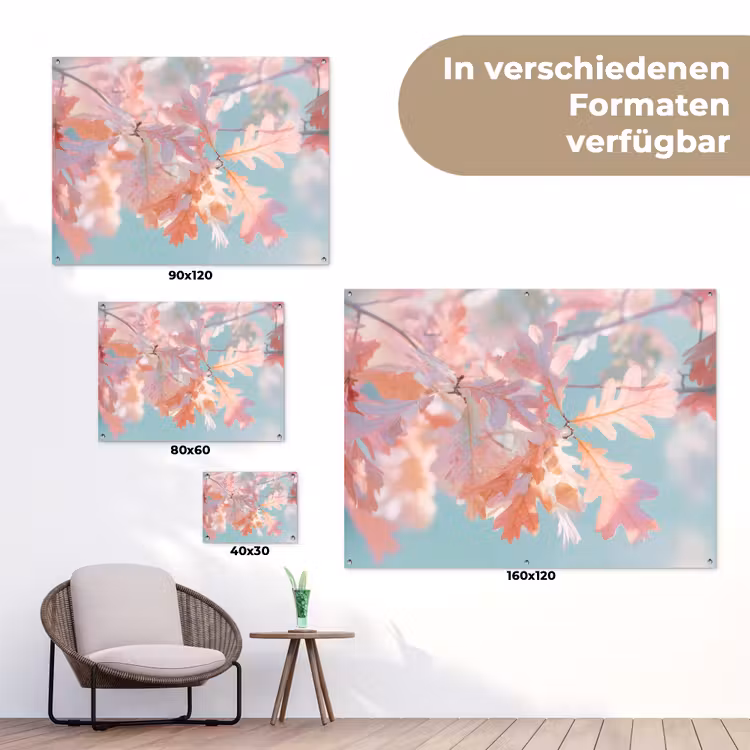 Eikenbladeren - Takken - Roze tuinposter los doek klein -Xsfeer9_DE