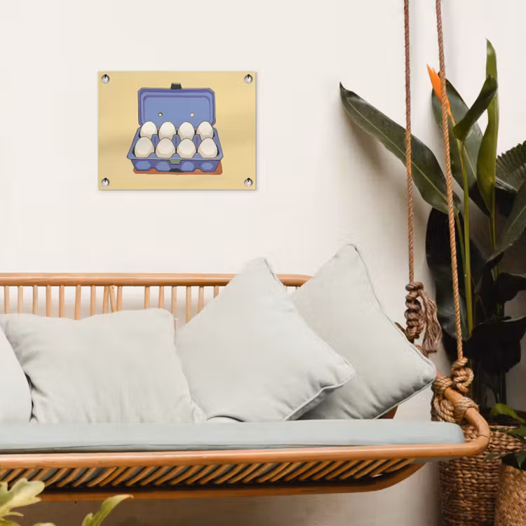 Eieren - Doos - Minimalistisch - Blauw tuinposter los doek klein -sfeer7