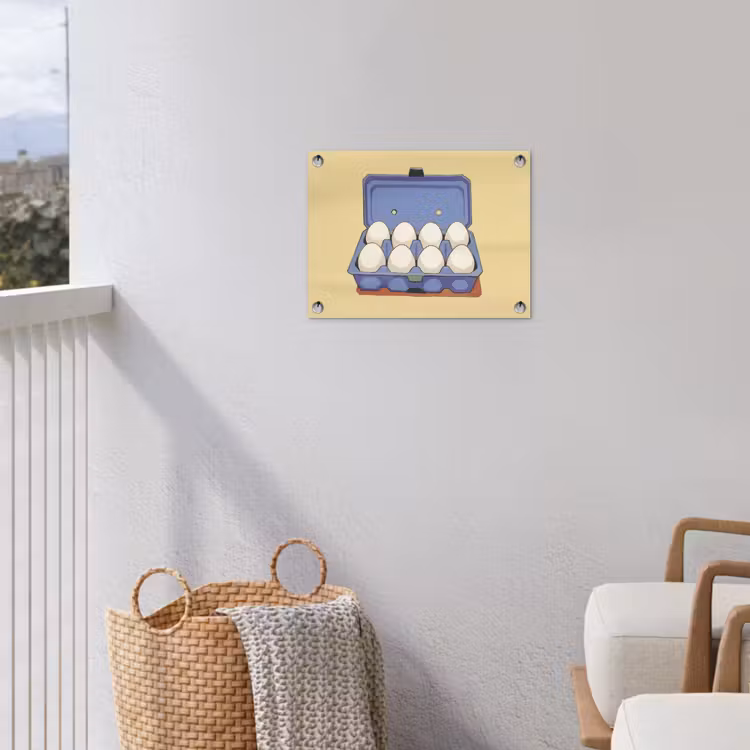 Eieren - Doos - Minimalistisch - Blauw tuinposter los doek klein -sfeer8