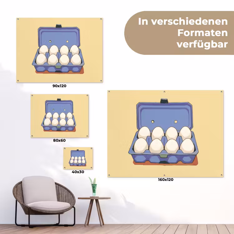 Eieren - Doos - Minimalistisch - Blauw tuinposter los doek klein -Xsfeer9_DE
