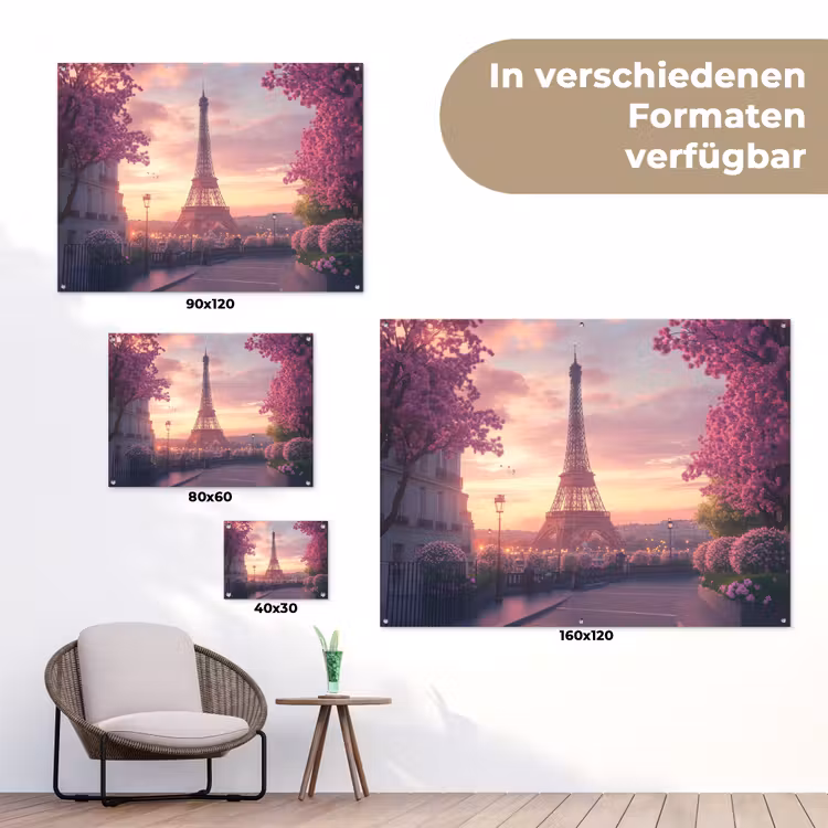 Eiffeltoren - Parijs - Roze tuinposter los doek klein -Xsfeer9_DE