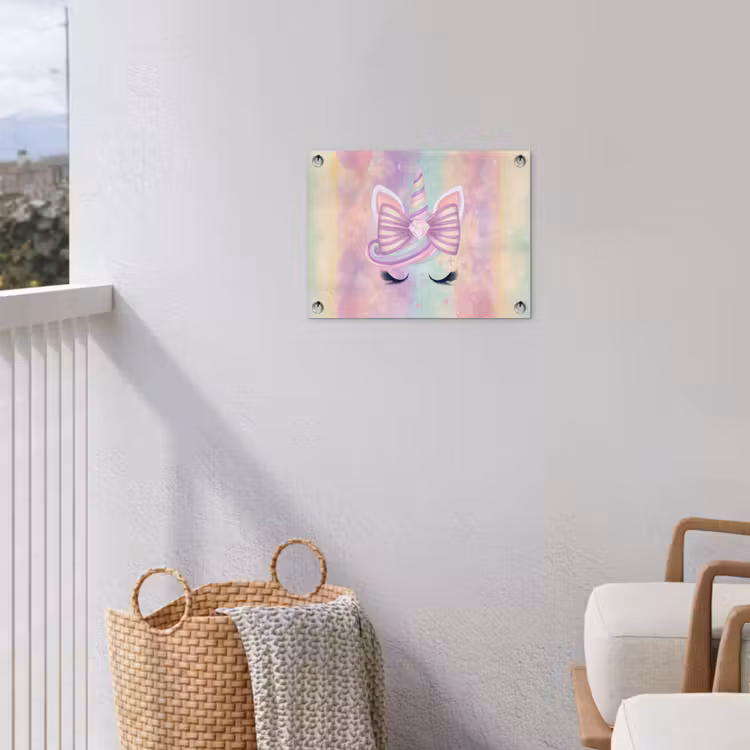 Eenhoorn - Glitters - Regenboog - Pastel tuinposter los doek klein -sfeer8