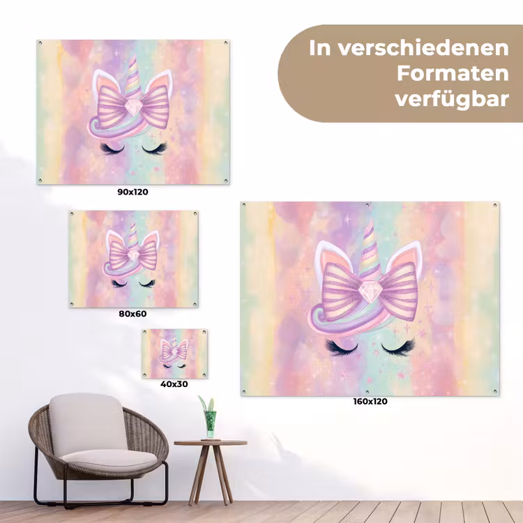 Eenhoorn - Glitters - Regenboog - Pastel tuinposter los doek klein -Xsfeer9_DE