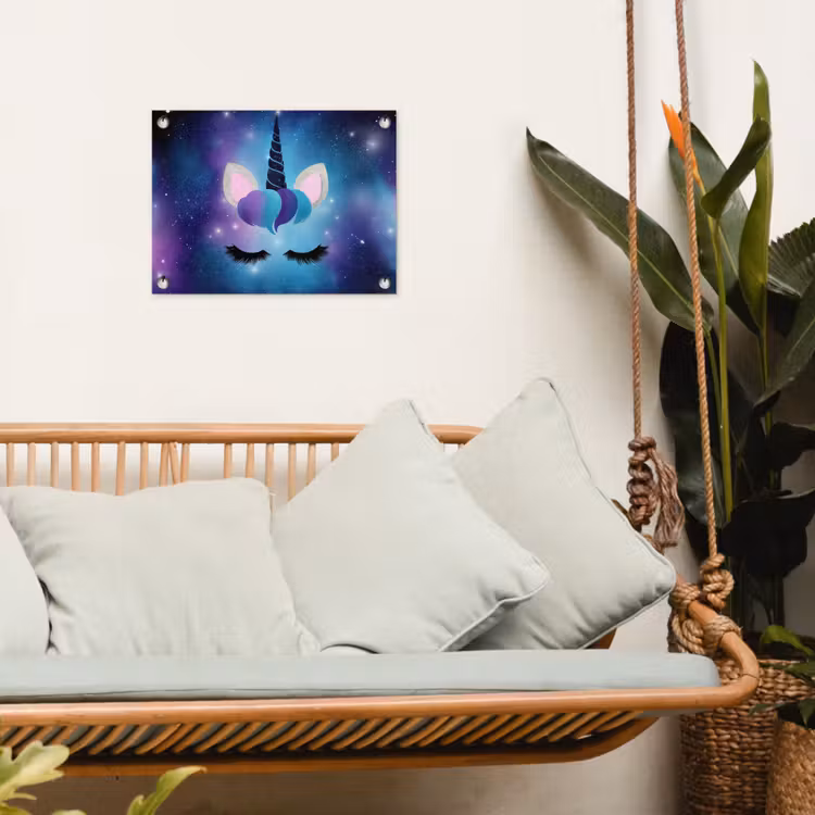Eenhoorn - Sterren - Magisch - Blauw tuinposter los doek klein -sfeer7
