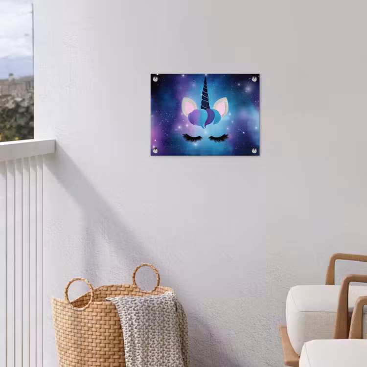 Eenhoorn - Sterren - Magisch - Blauw tuinposter los doek klein -sfeer8
