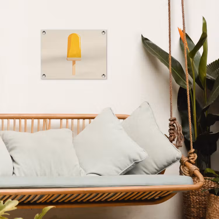 Oranje - Stokje - Waterijsje tuinposter los doek klein -sfeer7