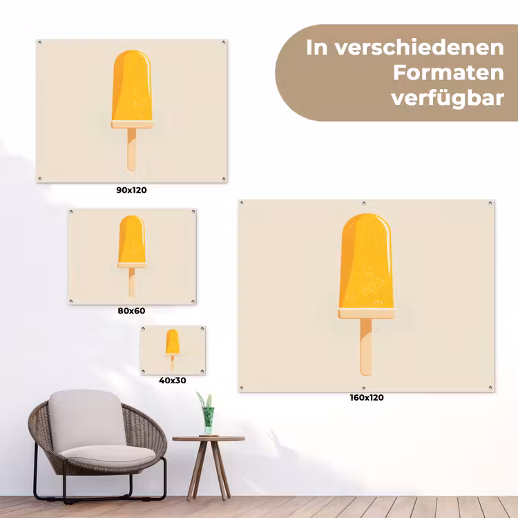 Oranje - Stokje - Waterijsje tuinposter los doek klein -Xsfeer9_DE