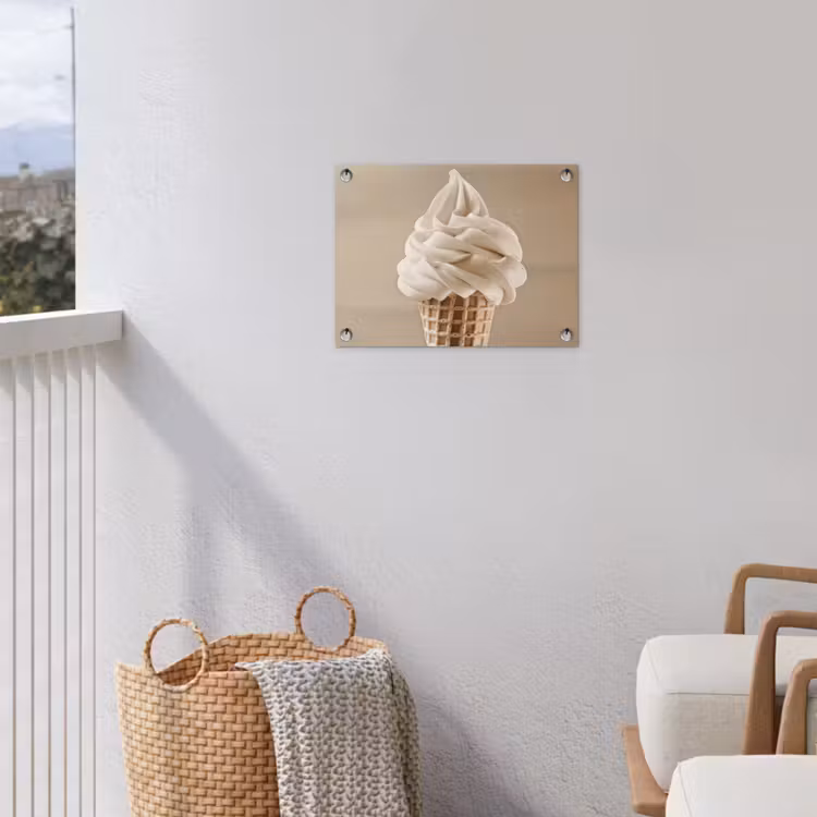 IJs - Softijs - Romig - Hoorntje - Beige tuinposter los doek klein -sfeer8
