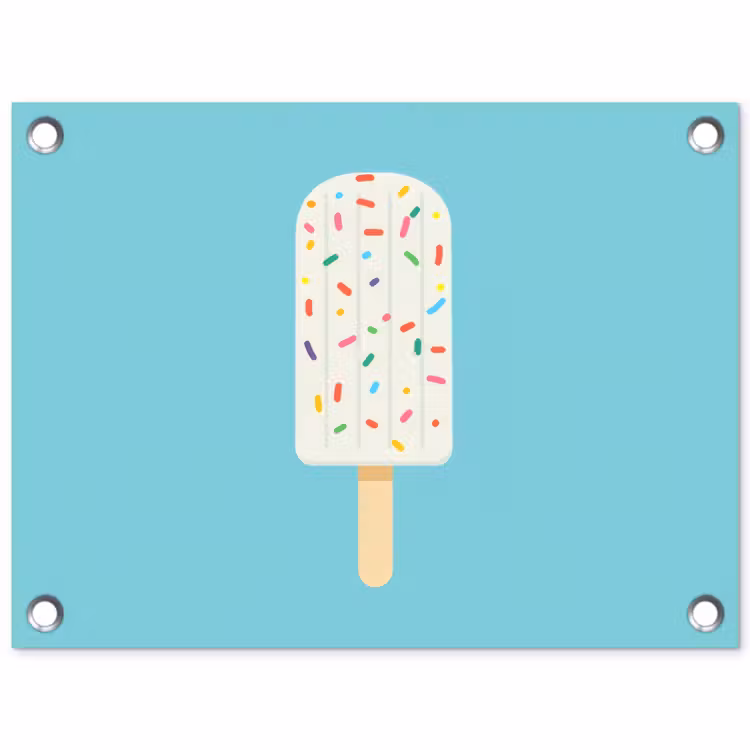 Ijsje - Stokje - Sprinkles - Lichtblauw tuinposter los doek klein -3d