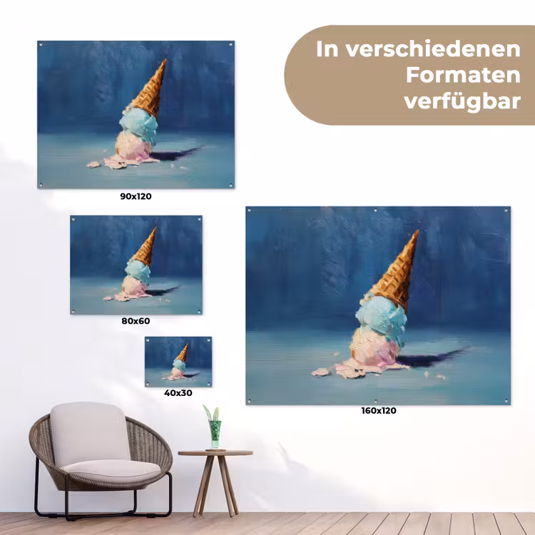 Ijshoorn - Bolletjes - Smelt - Roze tuinposter los doek klein -Xsfeer9_DE