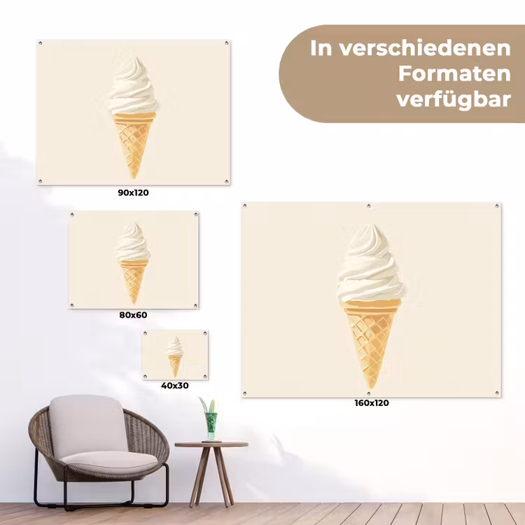 Softijs - Hoorntje - Wit tuinposter los doek klein -Xsfeer9_DE