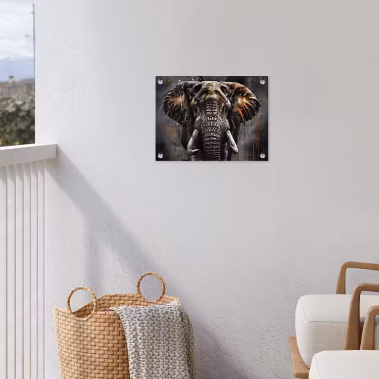 Olifant - Watercolor - Wilde dieren - Luxe tuinposter los doek klein -sfeer8