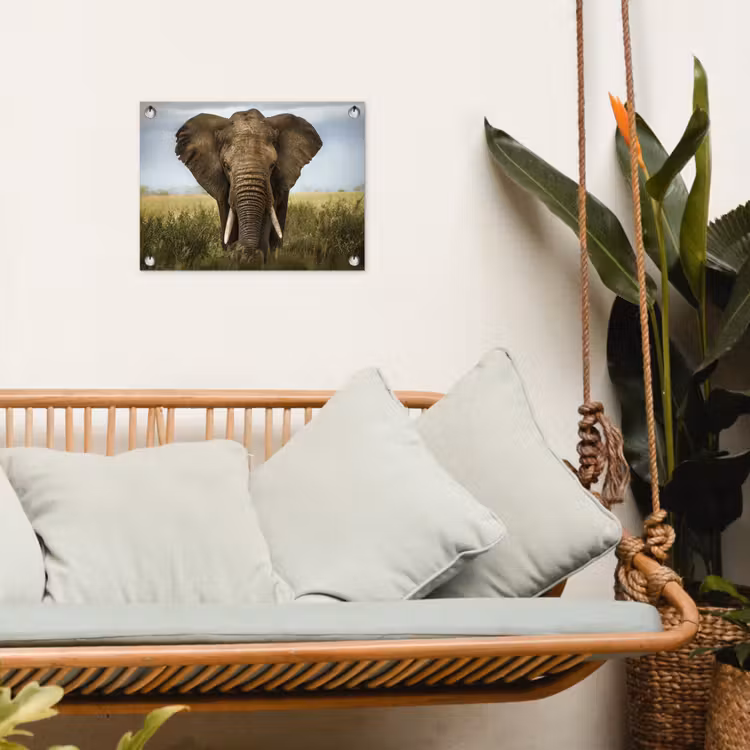 Olifant in de savanne tuinposter los doek klein -sfeer7