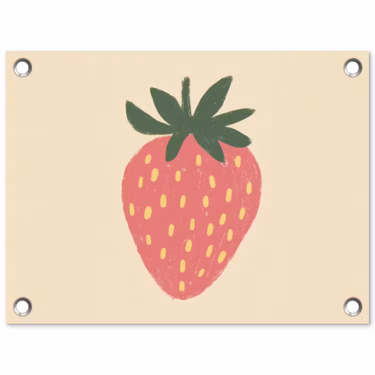 Aardbei - Minimalistisch - Rood - Fruit tuinposter los doek klein -3d