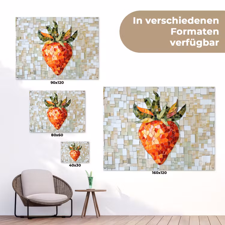 Aardbei - Rood - Mozaïek - Fruit tuinposter los doek klein -Xsfeer9_DE