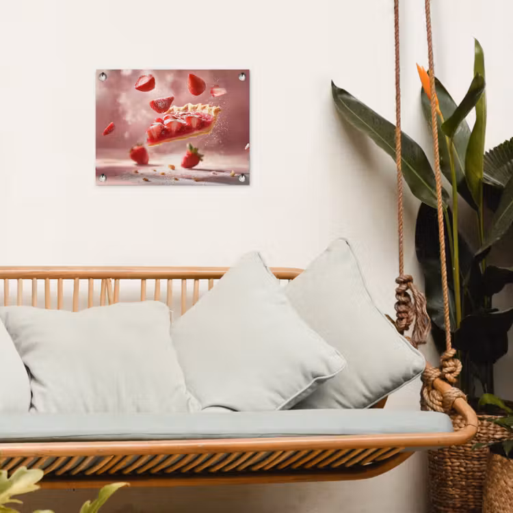Aardbei - Taart- Eten - Roze tuinposter los doek klein -sfeer7