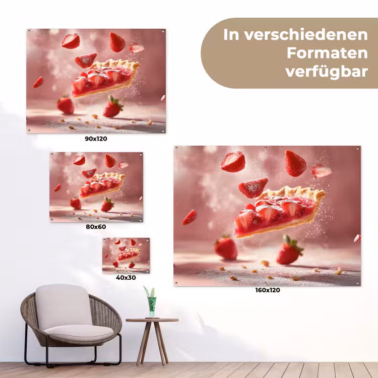 Aardbei - Taart- Eten - Roze tuinposter los doek klein -Xsfeer9_DE