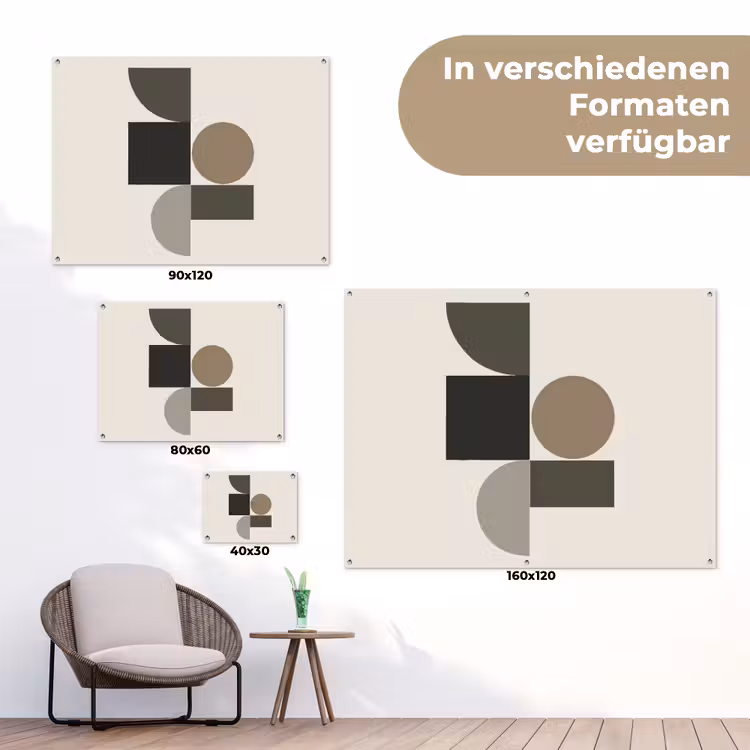 Aardetinten - Abstracte compositie - Eenvoudige vormen tuinposter los doek klein -Xsfeer9_DE