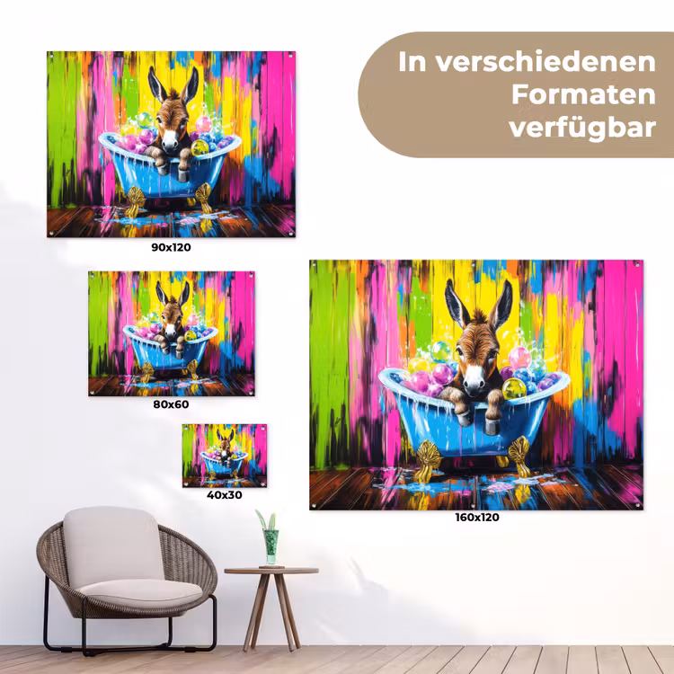 Ezel - Badkuip - Roze - Schuim tuinposter los doek klein -Xsfeer9_DE
