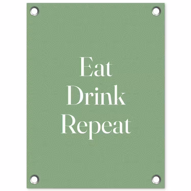 Eten - Drinken - Tekst - Mintgroen tuinposter los doek klein -3d